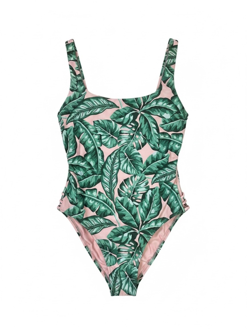 Kenny Flowers Palm Leaf One-Piece Swimsuit in Green and Pink